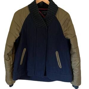 Tommy Hilfiger Puffer Coat Size Medium Wool Blend Mixed Media Gorpcore